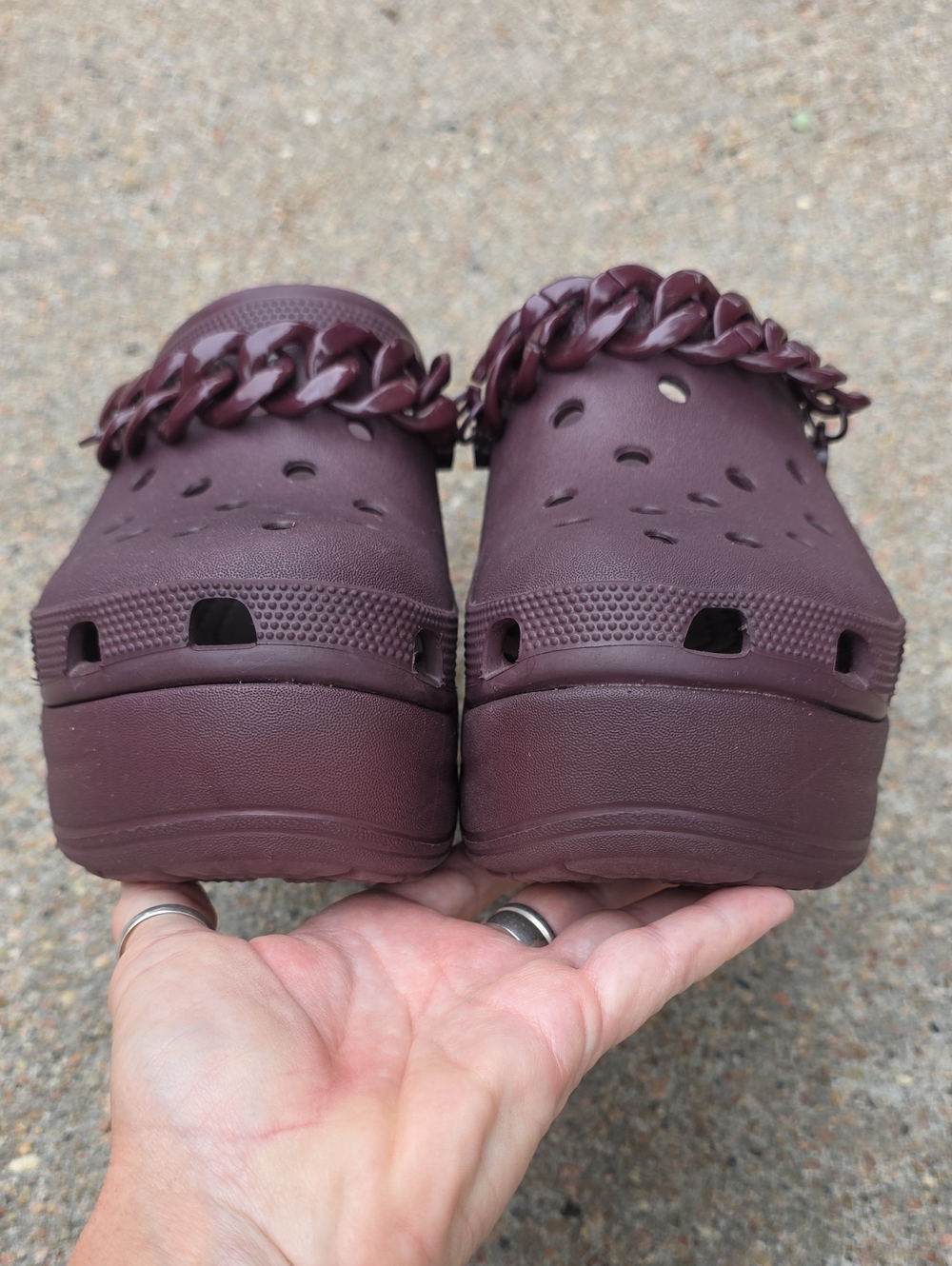 Crocs Siren Chain Platform Chunky Dark Cherry Clogs Size 8 - Picture 8 of 12